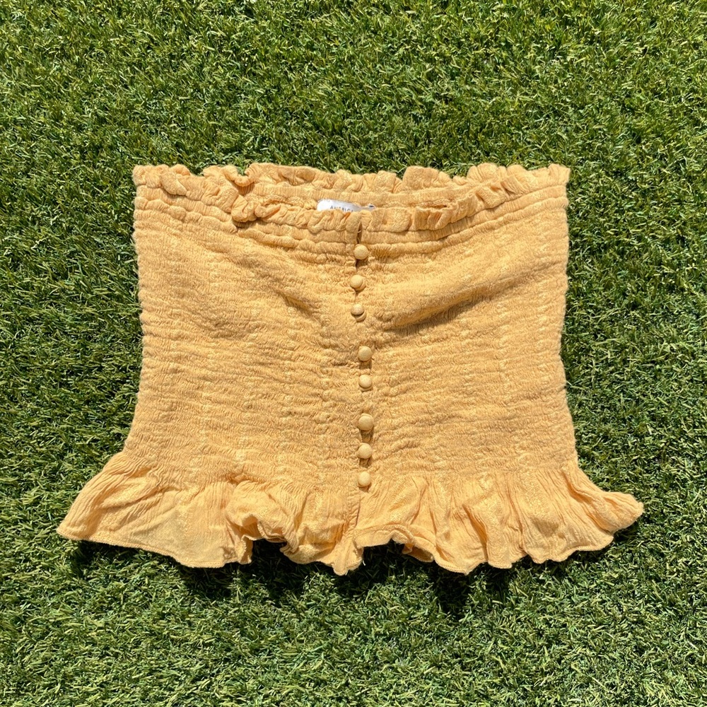 Indie boho yellow cropped tube top
